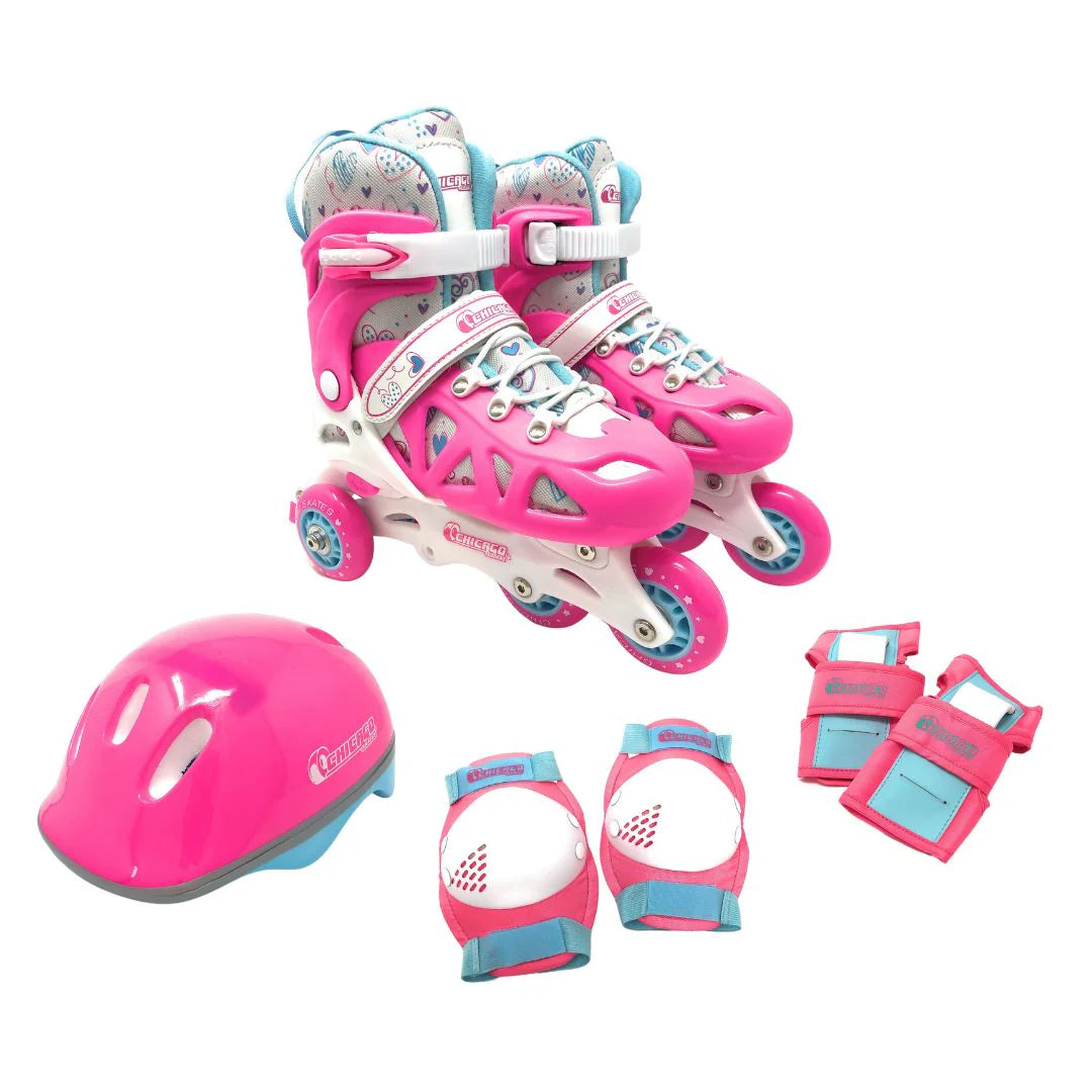 Chicago In-Line Training Skate Combination Set - Pink - Size Medium (1-4)