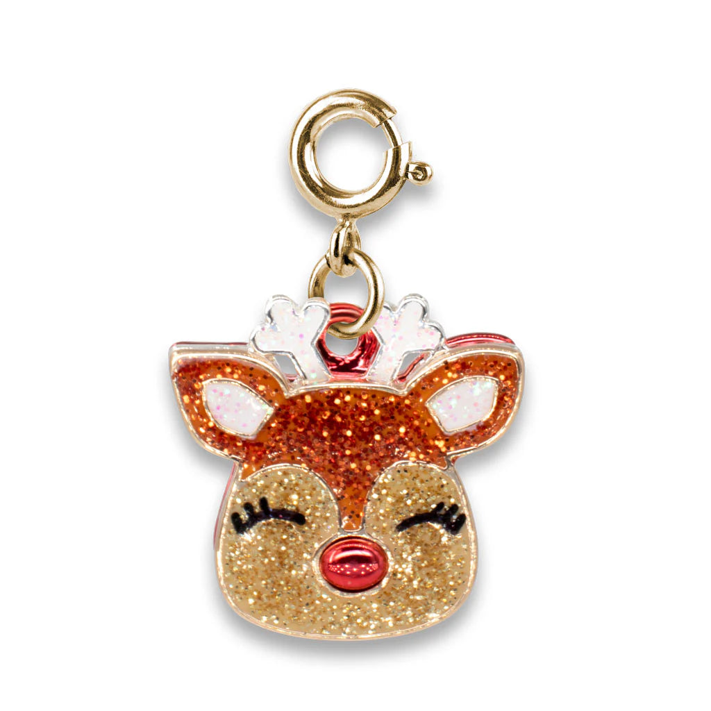 Charm It! Gold Glitter Reindeer Charm