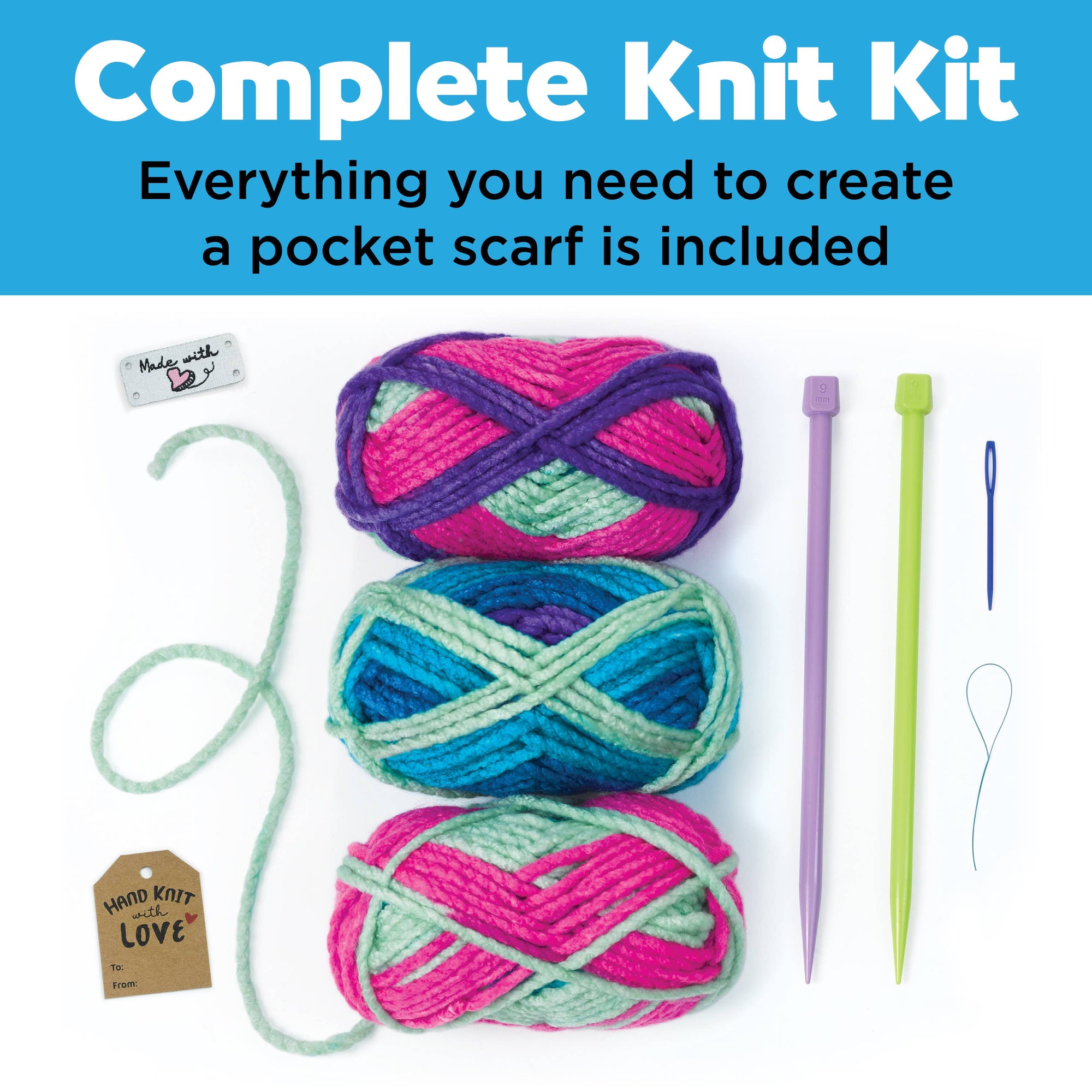 Learn to Knit a Pocket Scarf Craft Kit for Kids