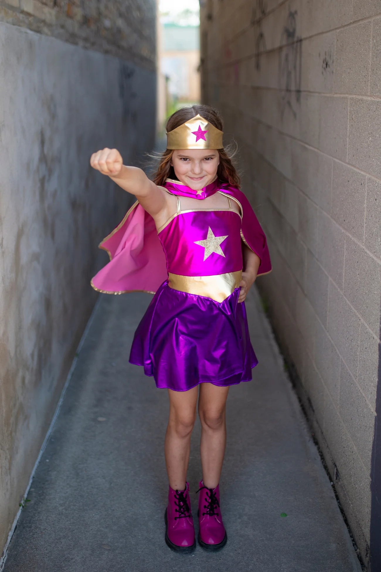 Superhero Star Dress, Cape & Headpiece, Size 5/6