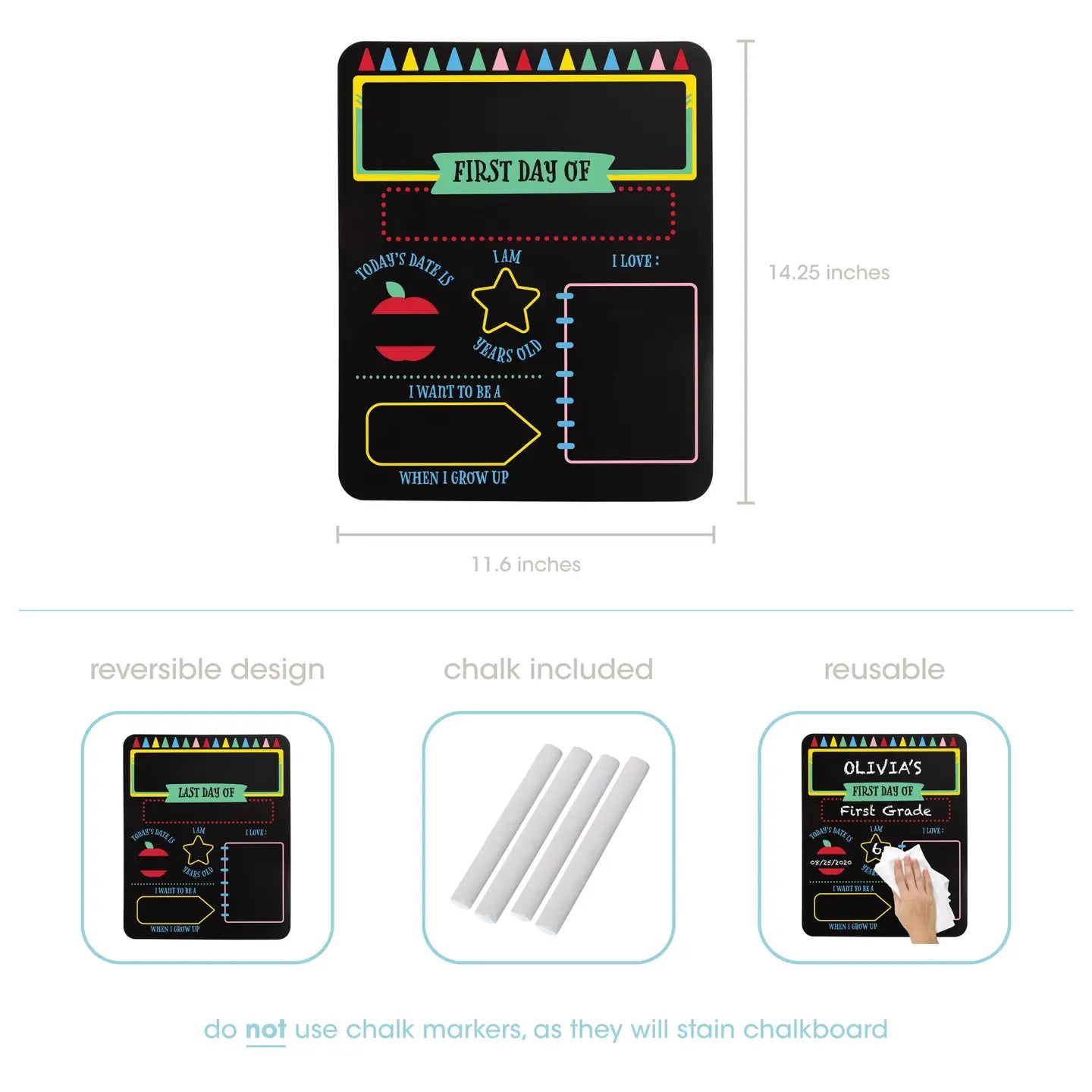 First and Last Day of School Reversible Chalkboard