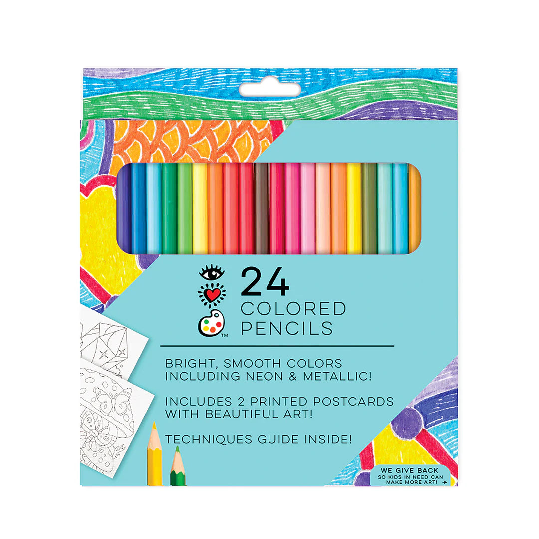 IHEARTART 24 COLORED PENCILS WITH 2 POSTCARDS