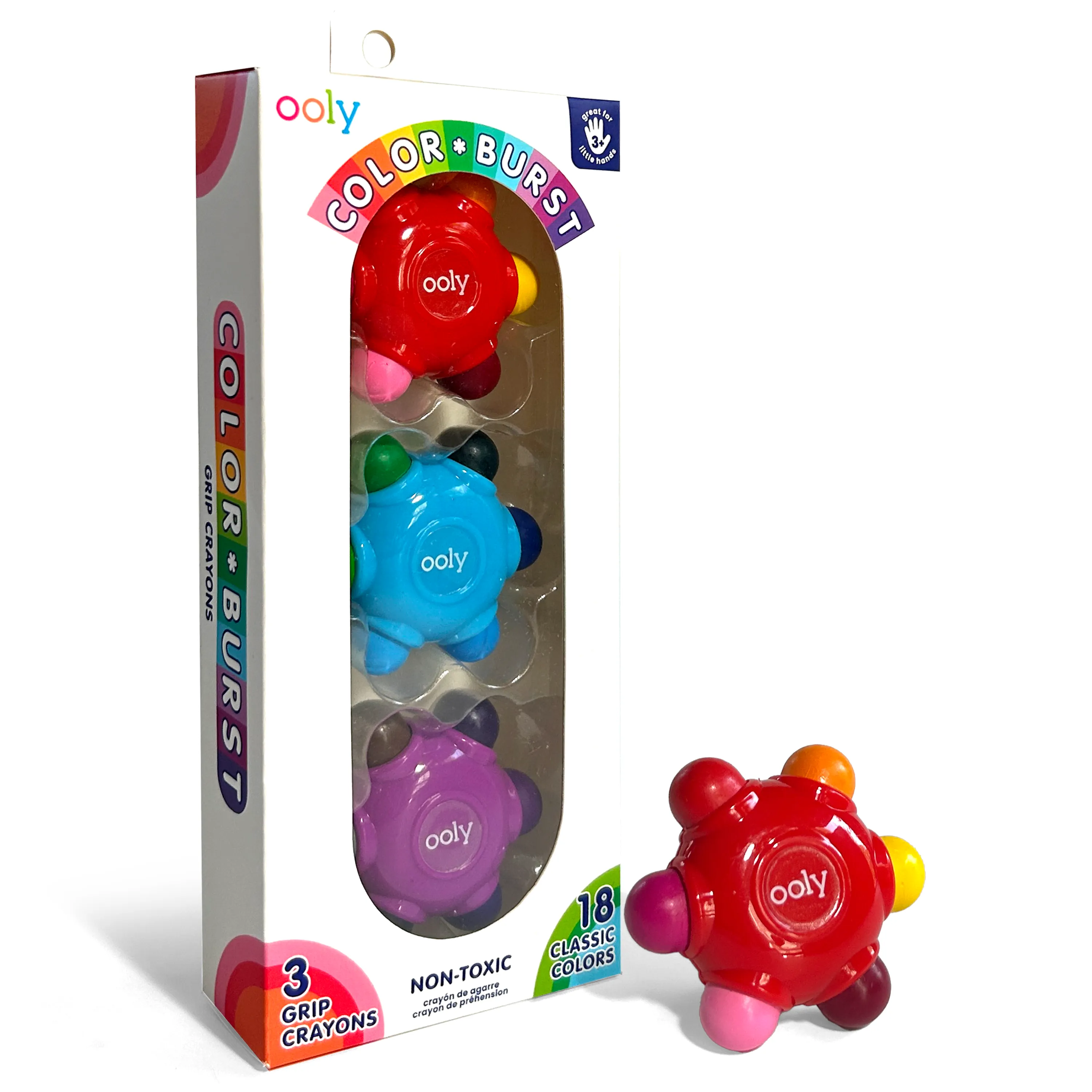 Color Burst Easy Grip Crayons Set of 3 - 18 Classic Colors