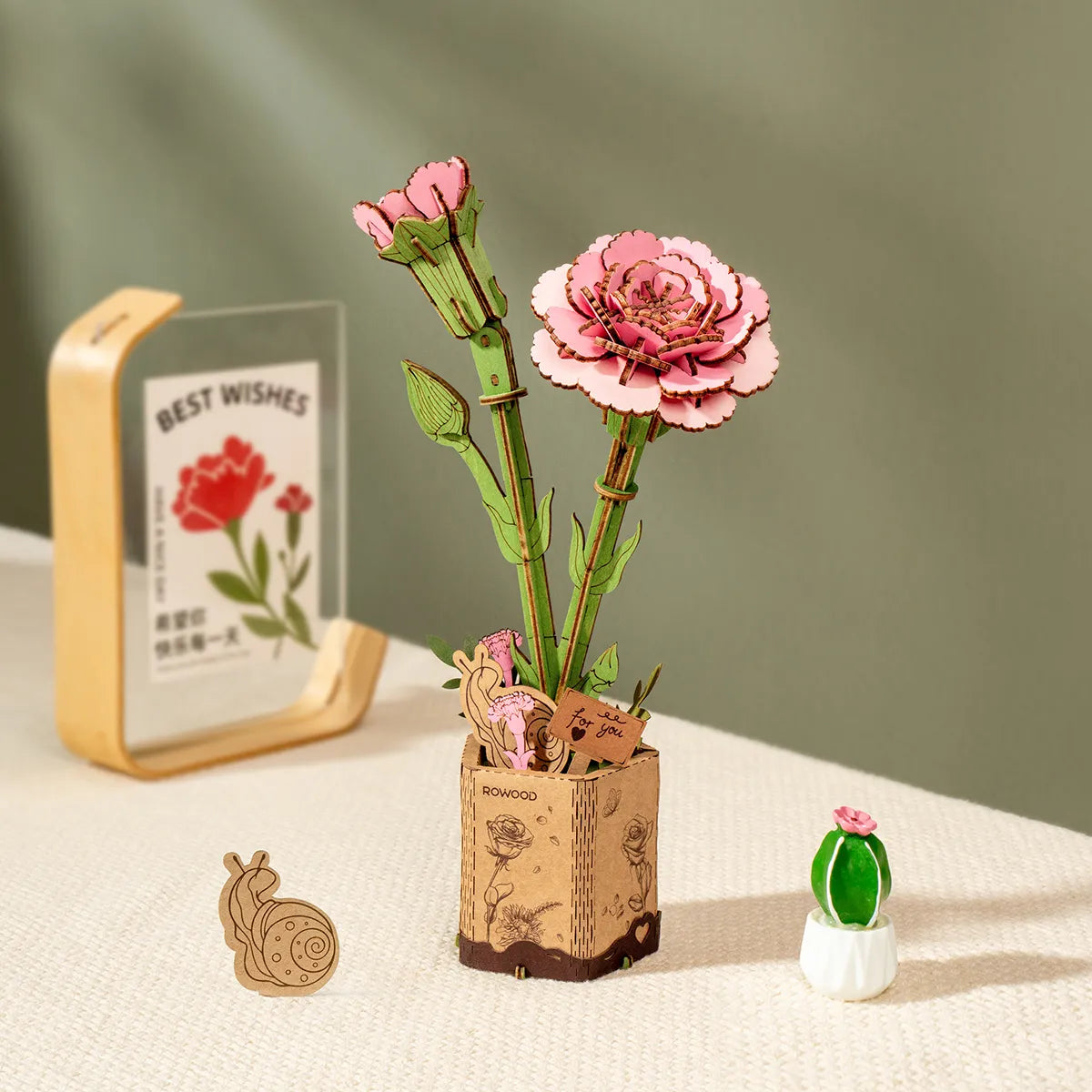 Wooden Bloom Craft Kit - Pink Carnation