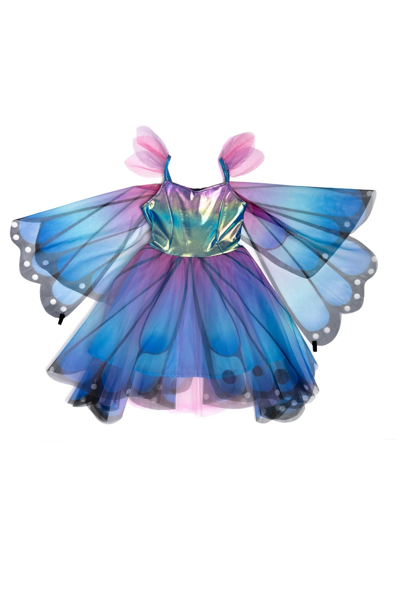 Blue Butterfly Twirl Dress with Wings & Headband