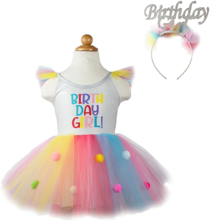 Birthday Girl Dress with Headband, Size 4/6