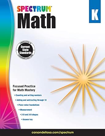 Spectrum Math Workbook Grade K Paperback