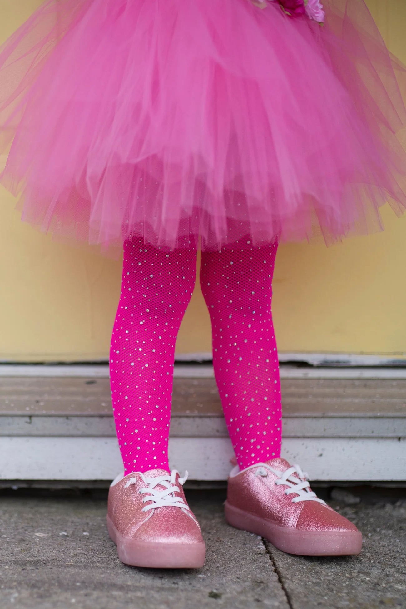 Hot Pink Rhinestone Tights, Size 3-8