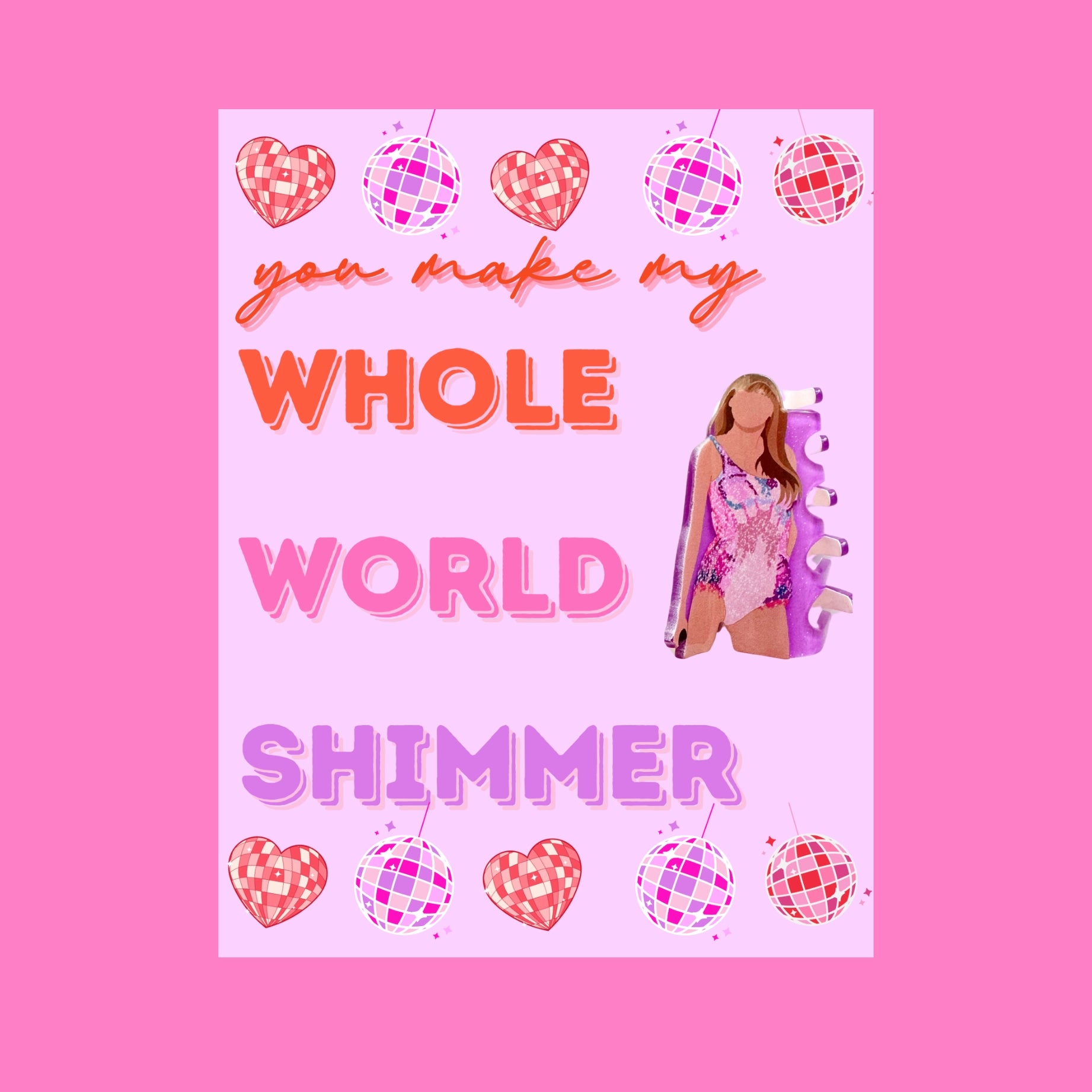 Swiftie Taylor Valentines Day Card w/ Hair Clip