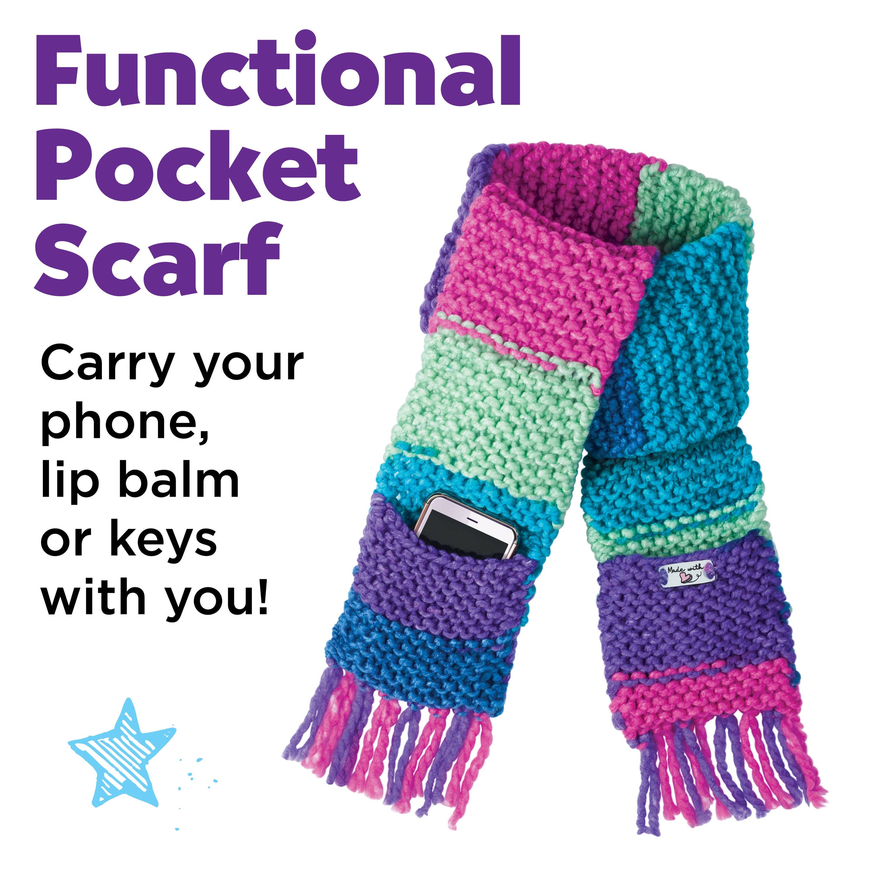 Learn to Knit a Pocket Scarf Craft Kit for Kids