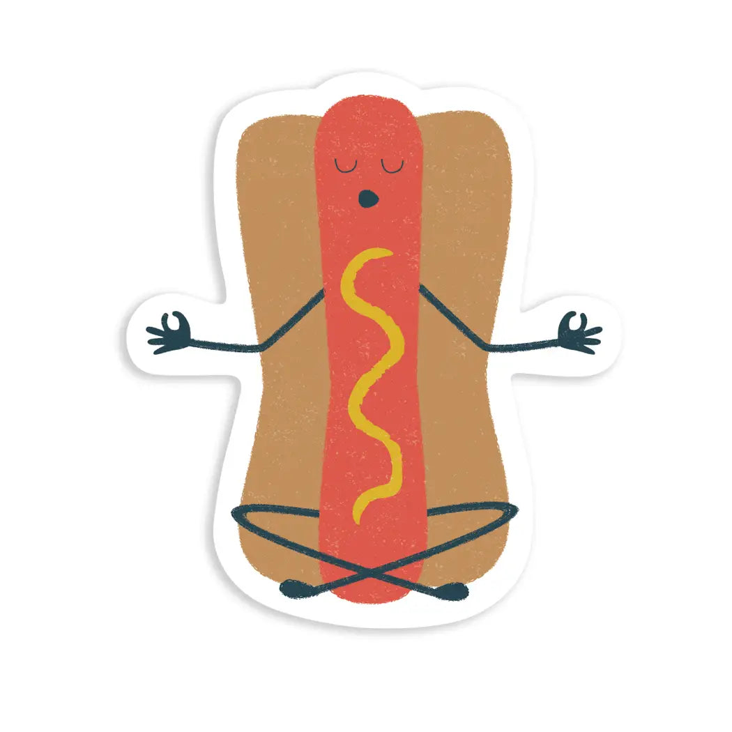 Hot Dog Meditating Sticker