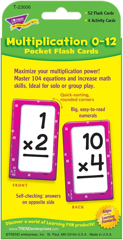 Multiplication 0-12 Pocket Flash Cards