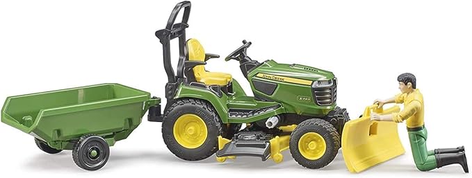 Bruder John Deere Lawn Tractor with Trailer & Figure