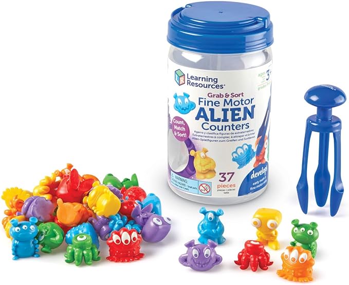 Grab & Sort Fine Motor Alien Counters