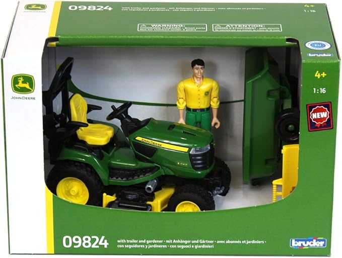 Bruder John Deere Lawn Tractor with Trailer & Figure