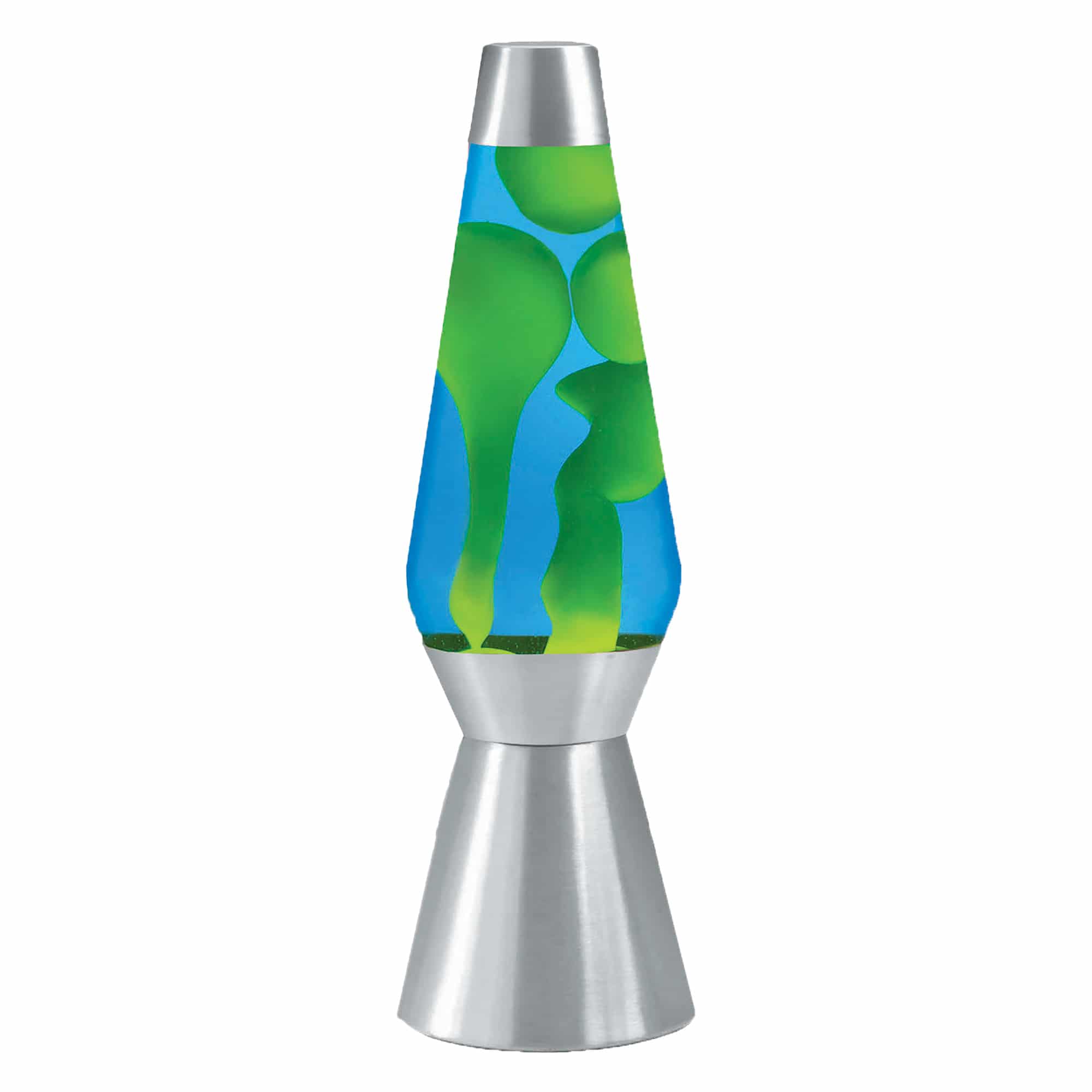 27" Grande Lava Lamp - Yellow & Blue with Silver Base