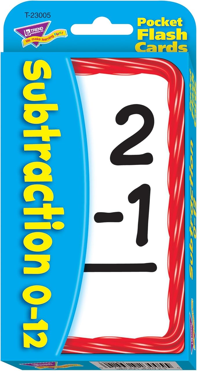 Subtraction 0-12 Pocket Flash Cards