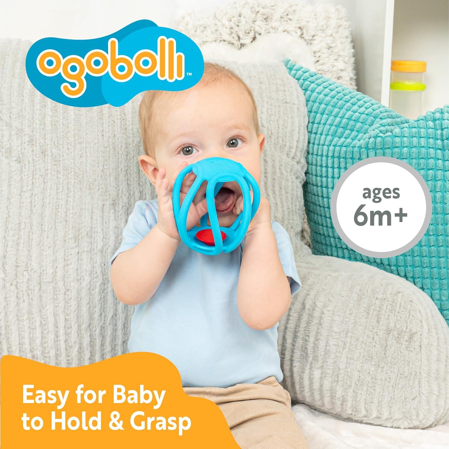 OgoBolli Poppi Teether Ring Tactile Sensory Ball & Popper Toy