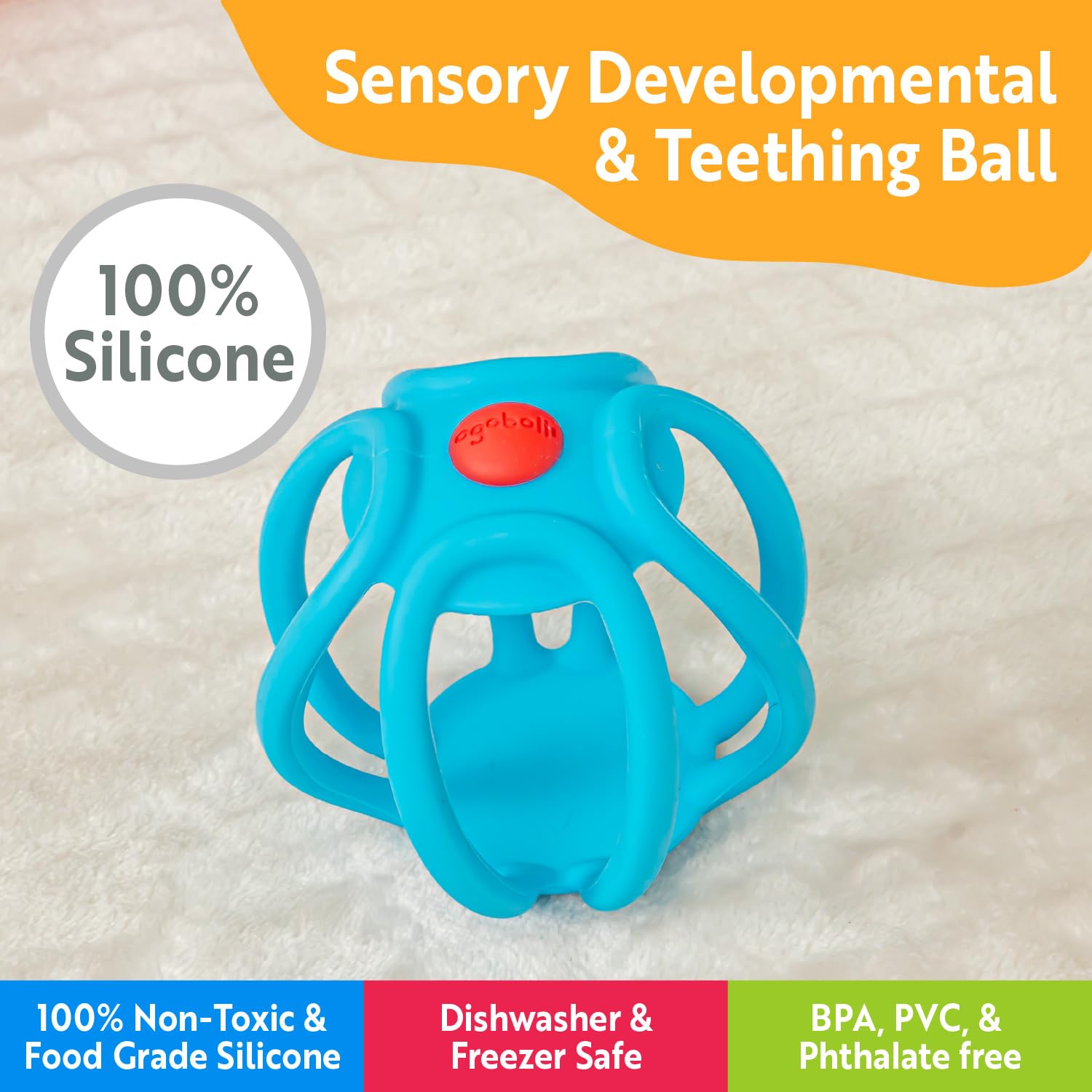 OgoBolli Poppi Teether Ring Tactile Sensory Ball & Popper Toy