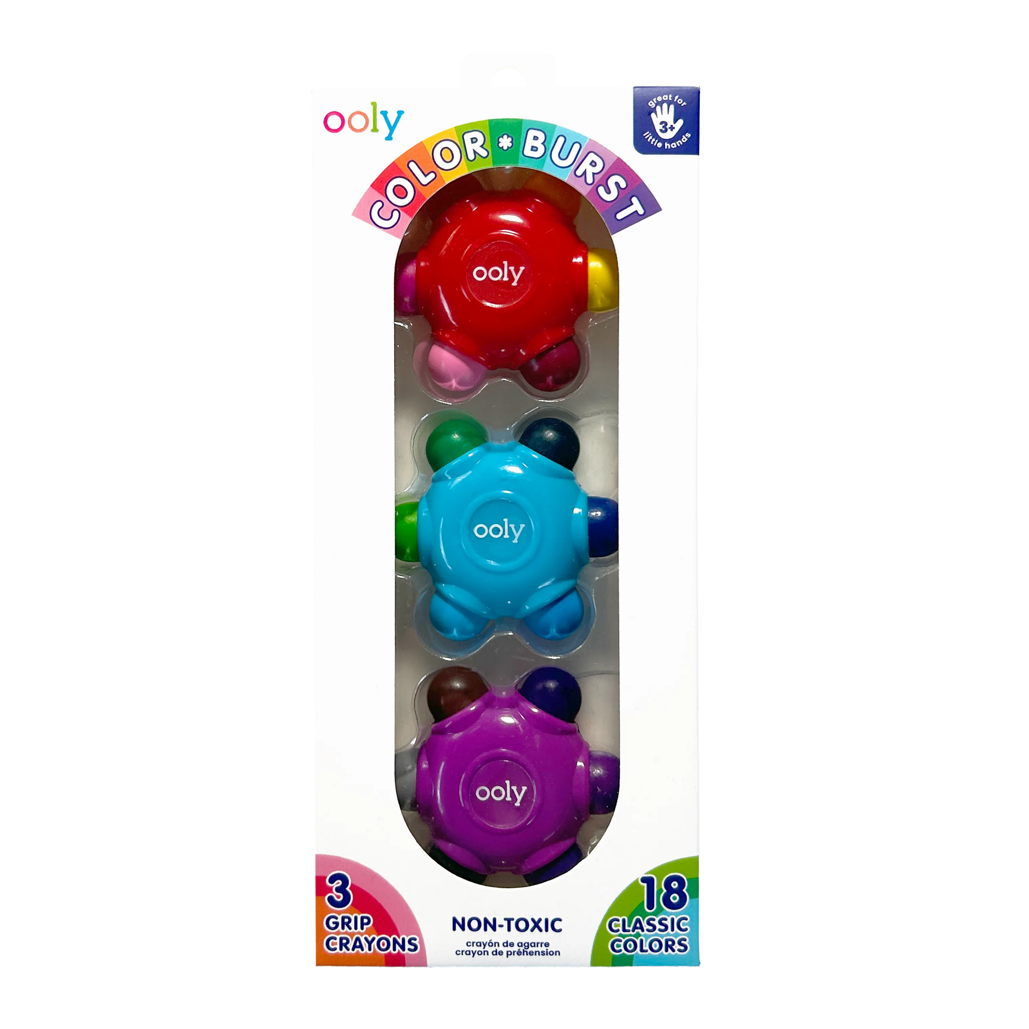 Color Burst Easy Grip Crayons Set of 3 - 18 Classic Colors