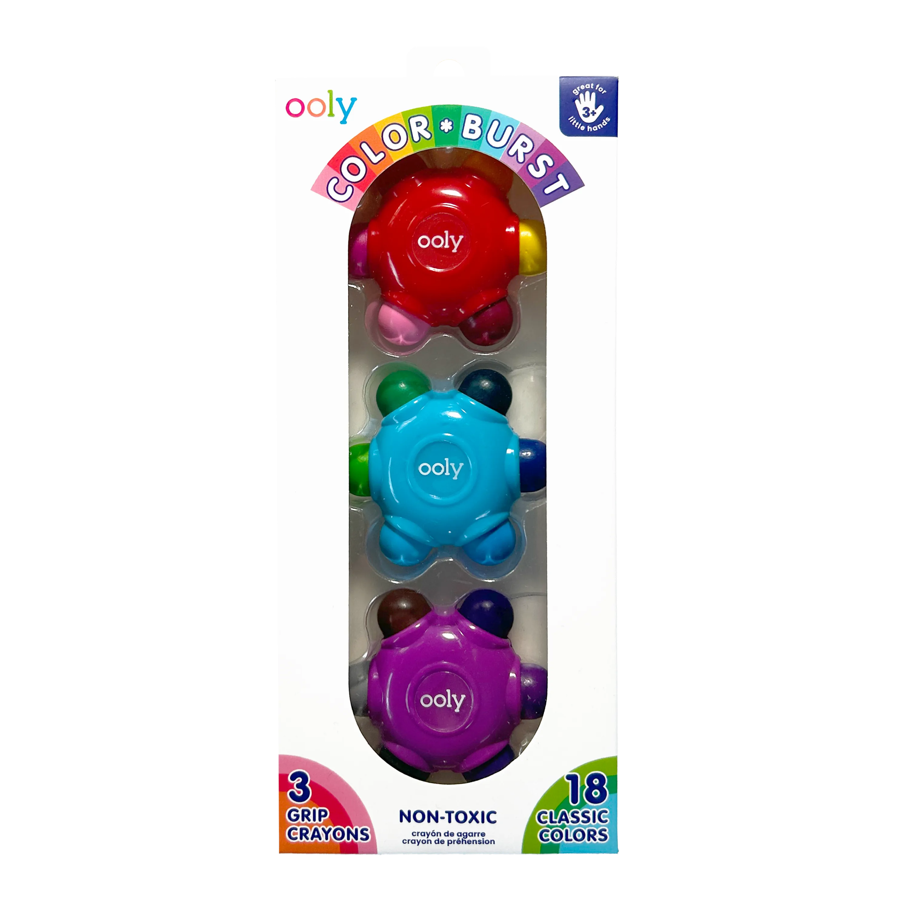 Color Burst Easy Grip Crayons Set of 3 - 18 Classic Colors