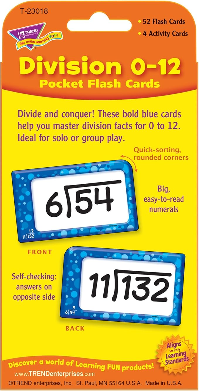 Division 0-12 Pocket Flash Cards