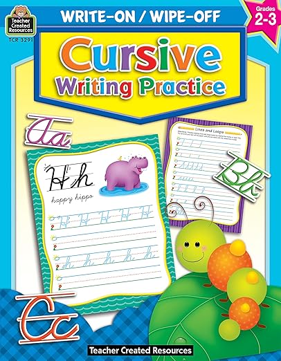 Cursive Writing Practice Write-On Wipe-Off Book, Grades 2-3