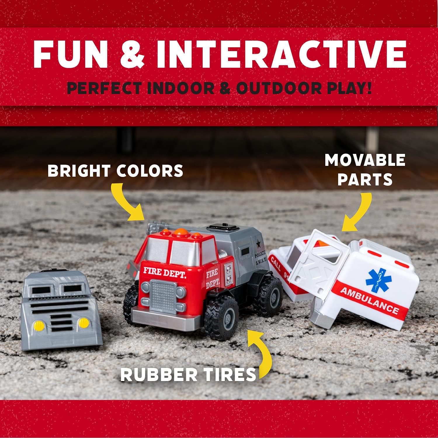 Magnetic Build-A-Truck Fire and Rescue Magnetic Toy Play Set