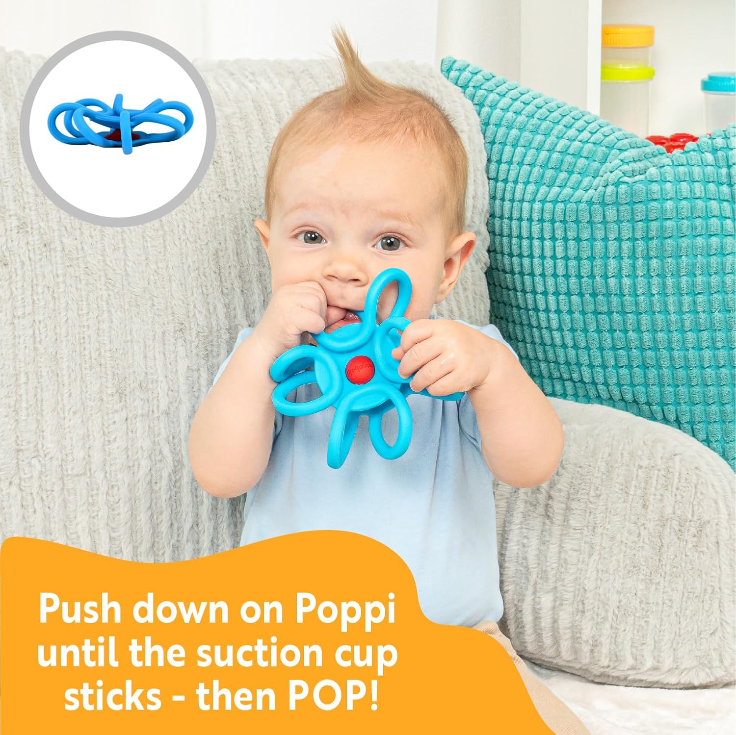 OgoBolli Poppi Teether Ring Tactile Sensory Ball & Popper Toy