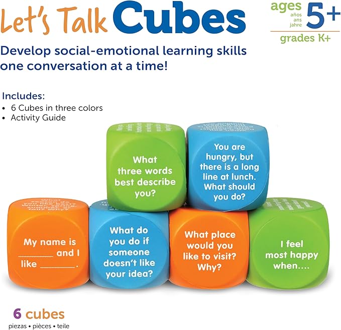 Let's Talk! Conversation Cubes, Social Dice, Autism Therapy, Ice Breaker Cubes