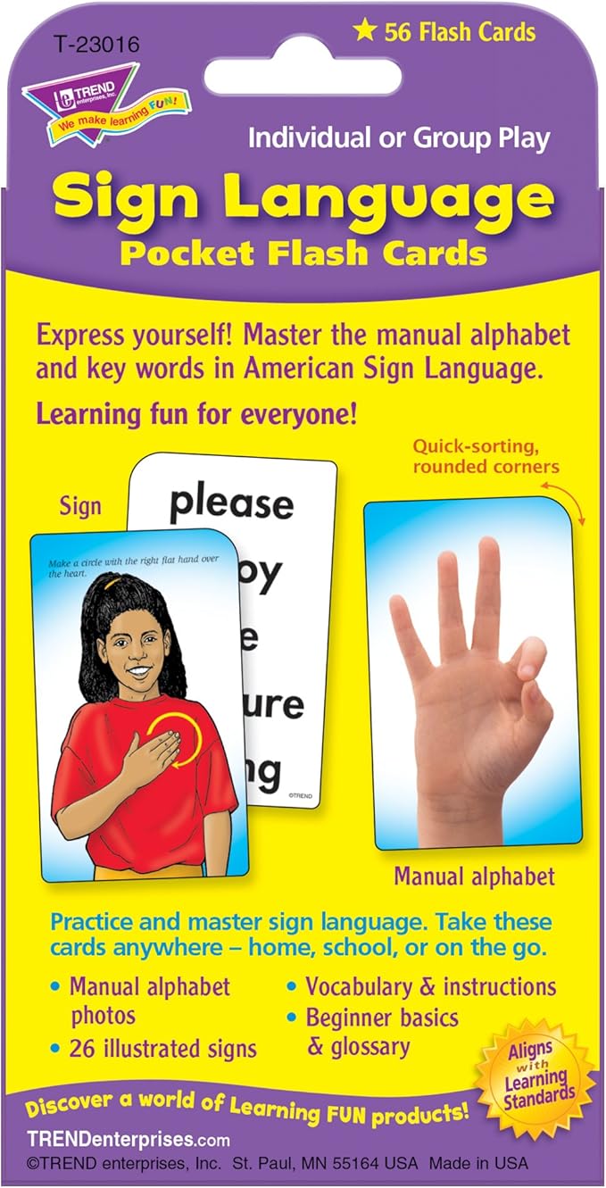 Sign Language Pocket Flash Cards