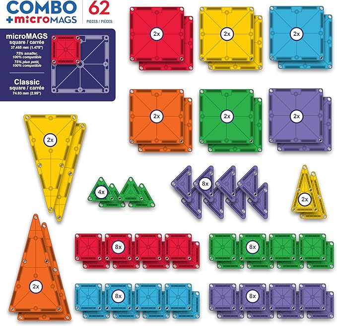 Magna-Tiles Micromags 62 Piece Combo Set