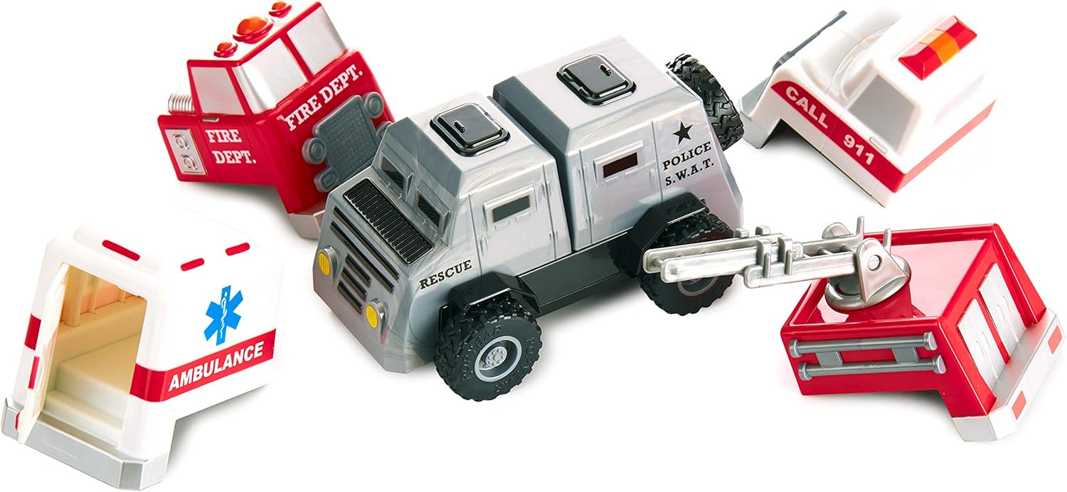 Magnetic Build-A-Truck Fire and Rescue Magnetic Toy Play Set