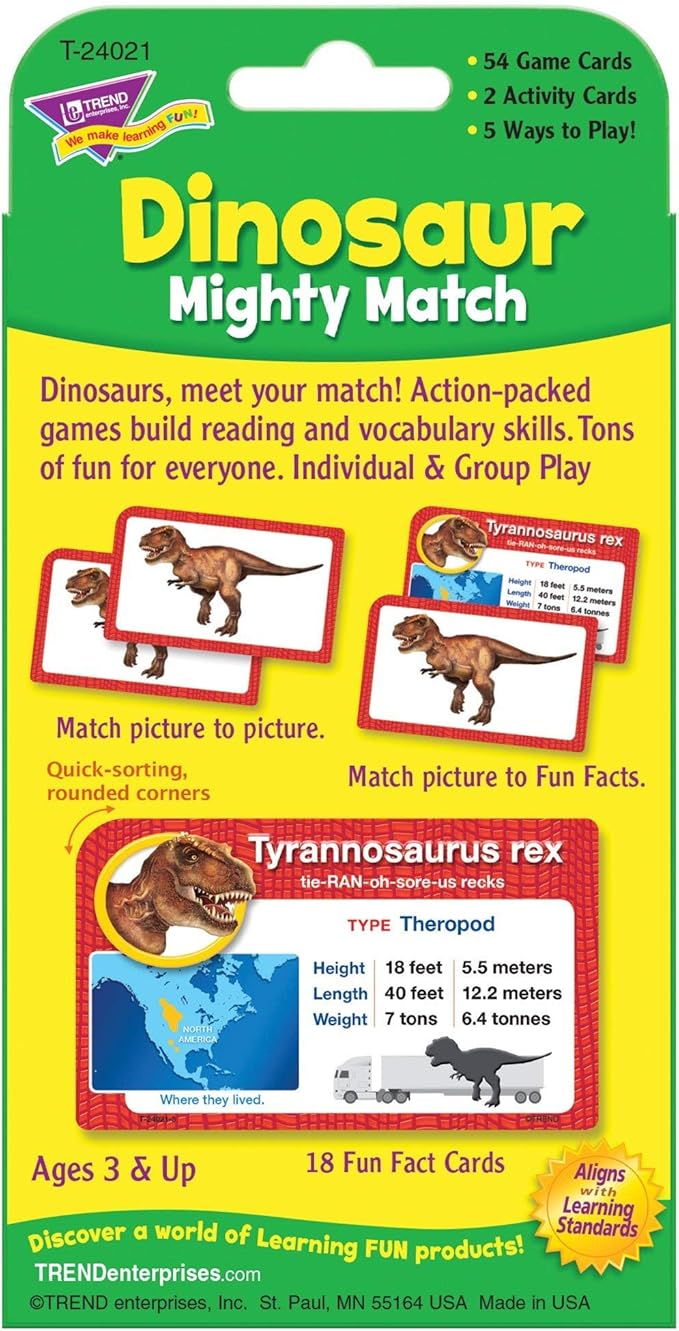 Dinosaur Mighty Match Challenge Cards