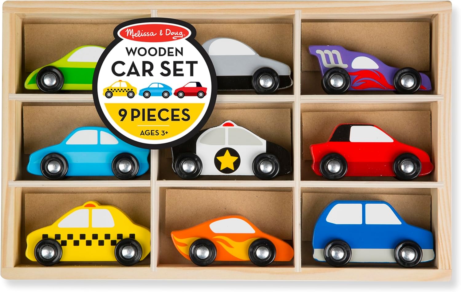 Melissa & Doug Wooden Cars Set - 9 Pieces