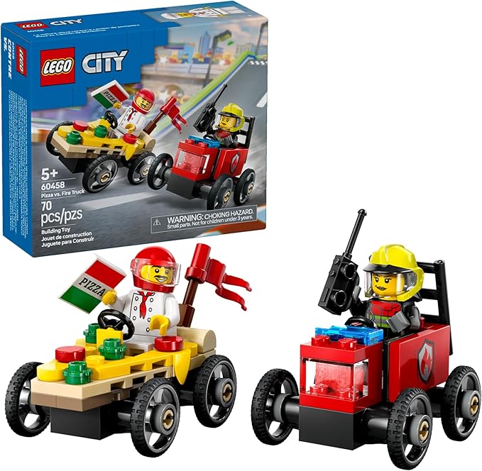 LEGO City Pizza vs. Fire Truck Race Car Pack