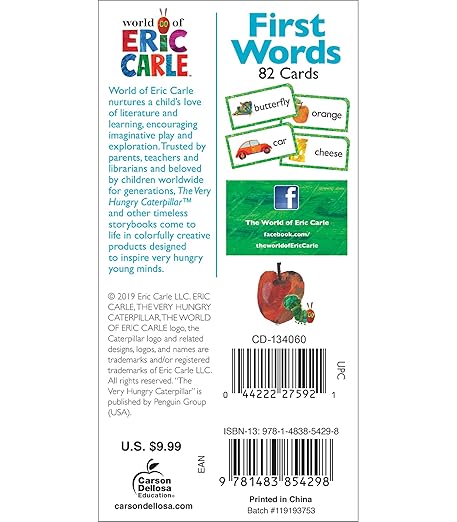 World of Eric Carle First Words Flash Cards Grade PK-1