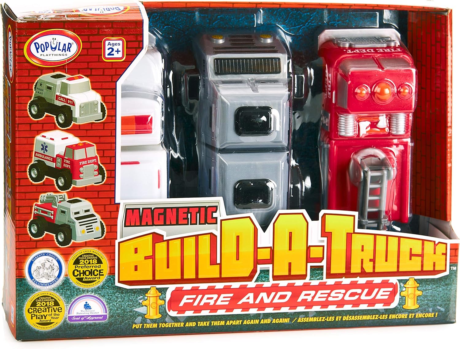 Magnetic Build-A-Truck Fire and Rescue Magnetic Toy Play Set