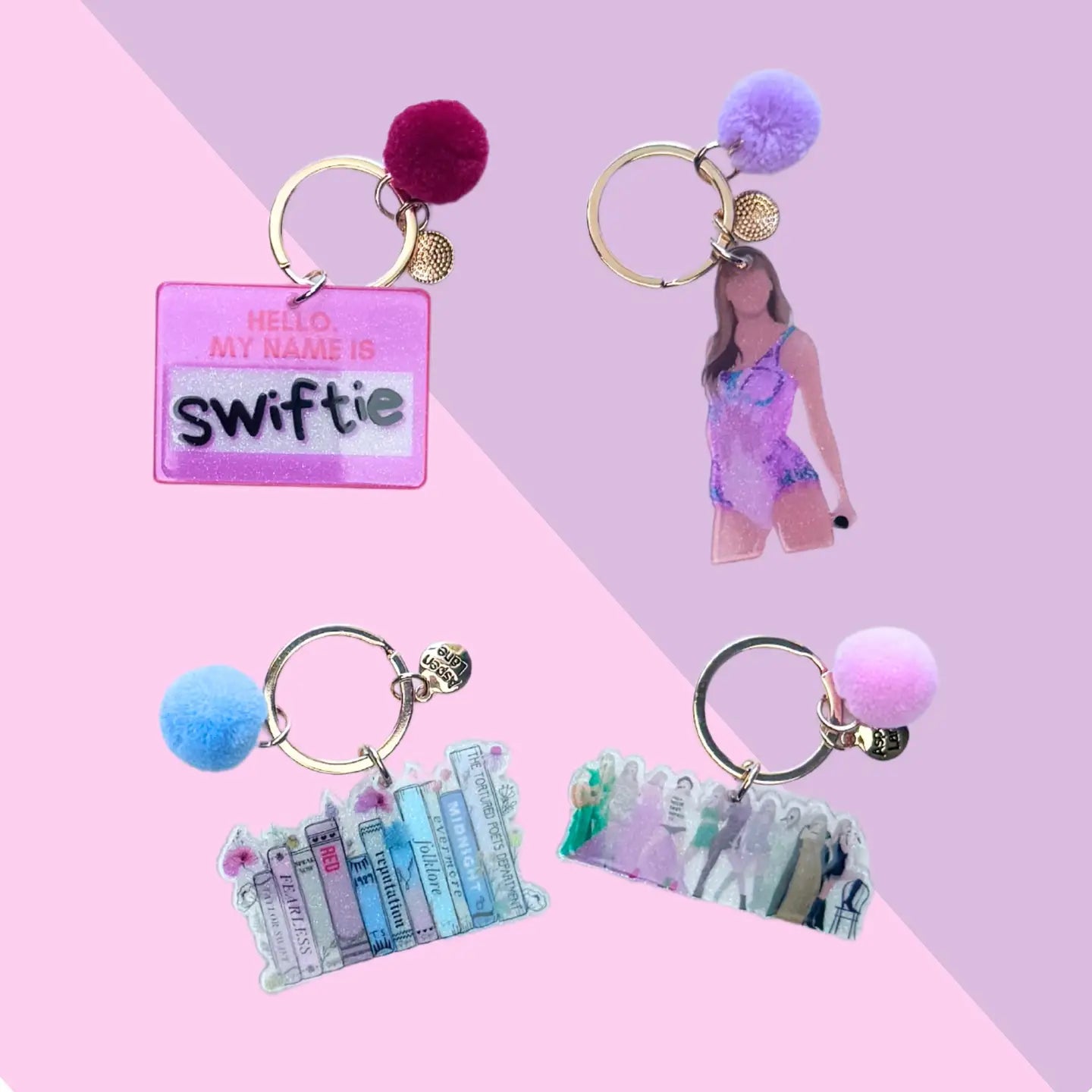 Taylor Swift Keychain and Backpack Charm w/ Pom