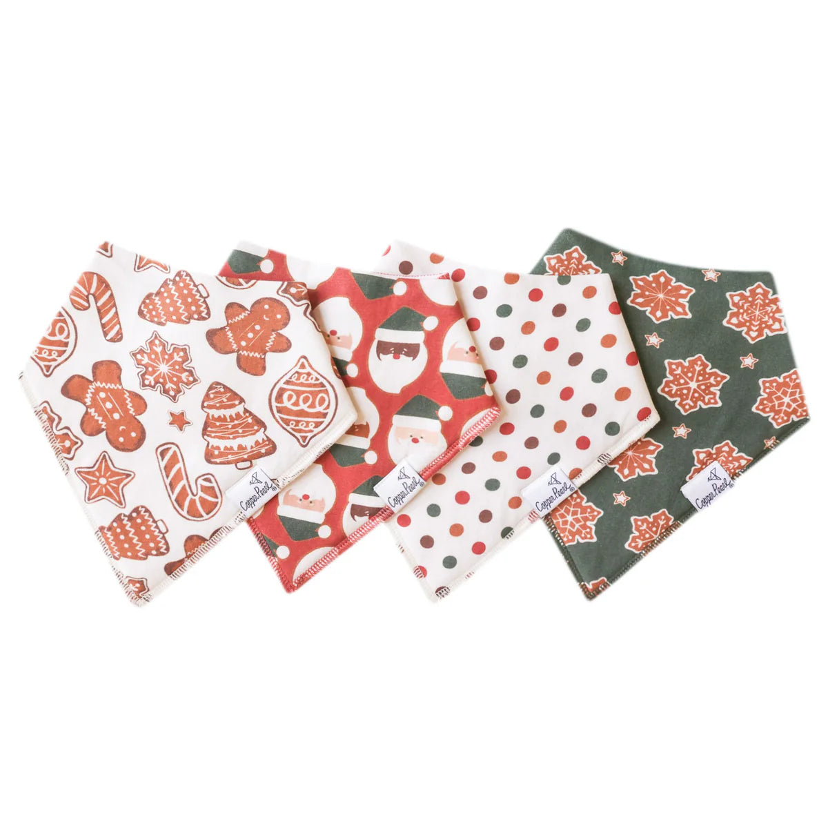 Copper Pearl Gingerbread Set of 4 Bandana Bibs