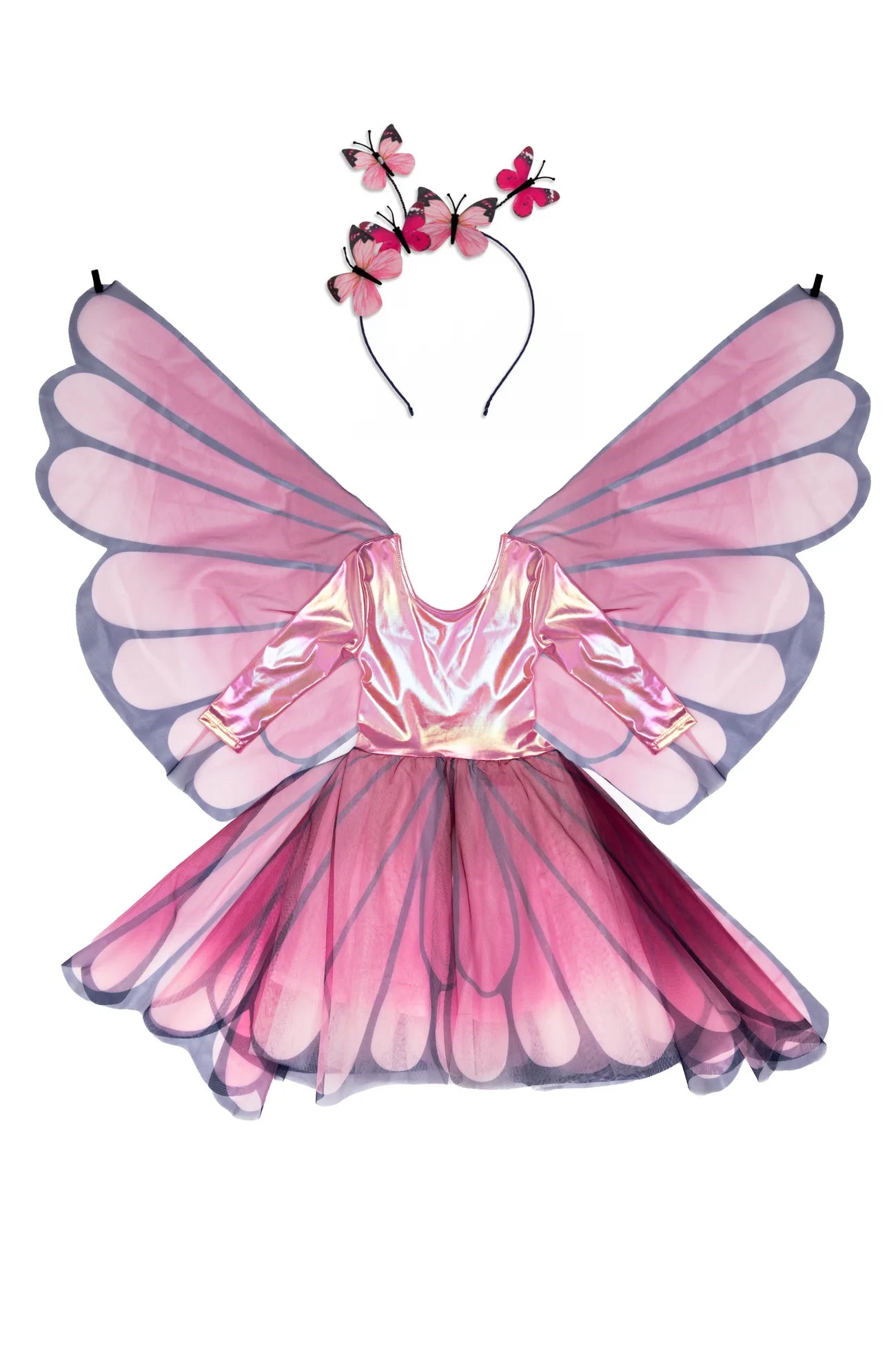 Pink Butterfly Twirl Dress with Wings