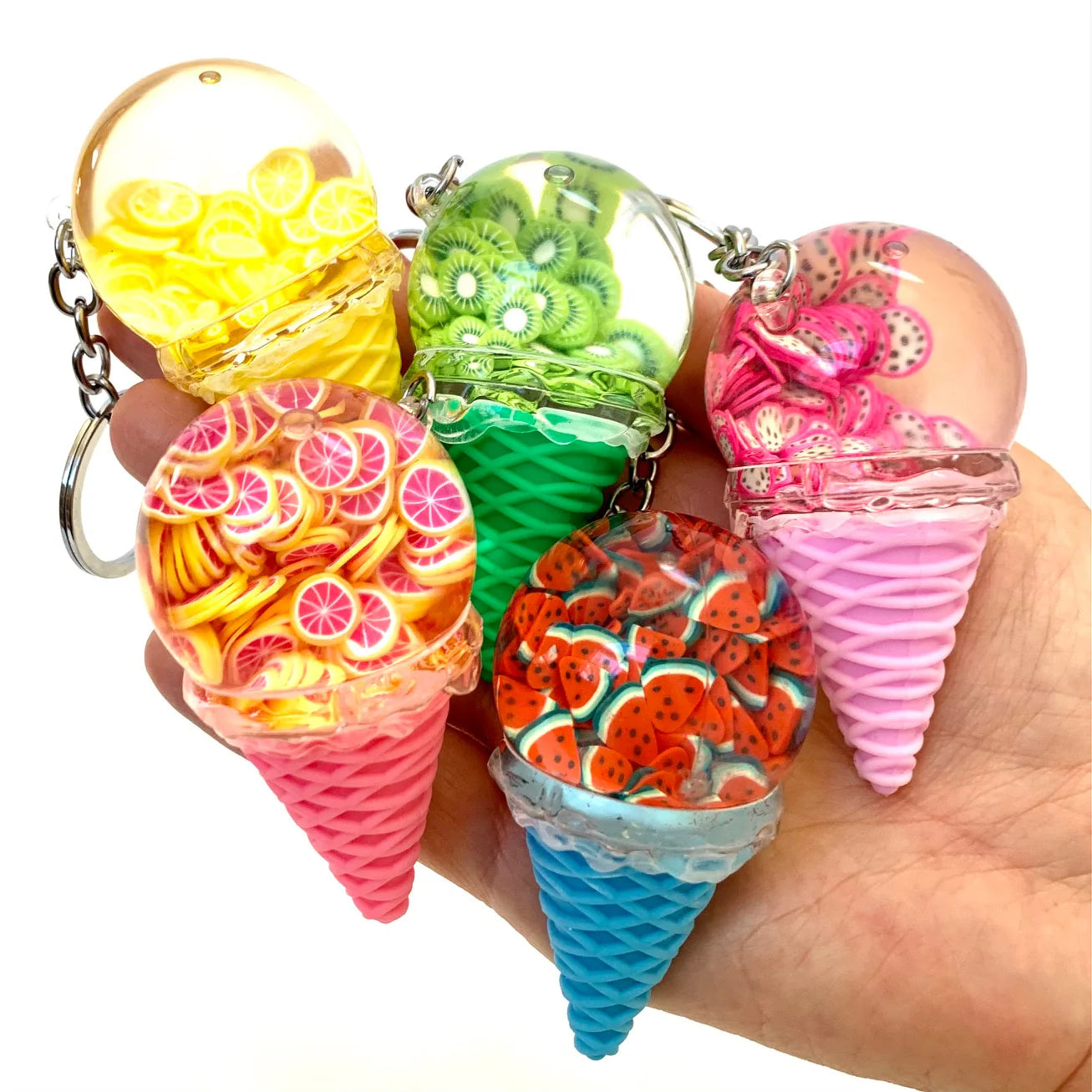 Floating Fruit Ice Cream Keyring