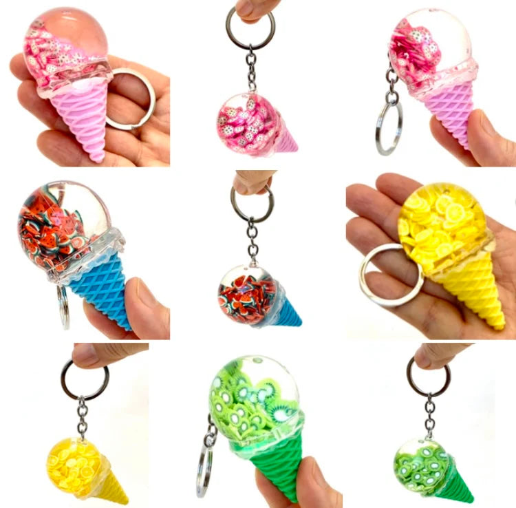 Floating Fruit Ice Cream Keyring