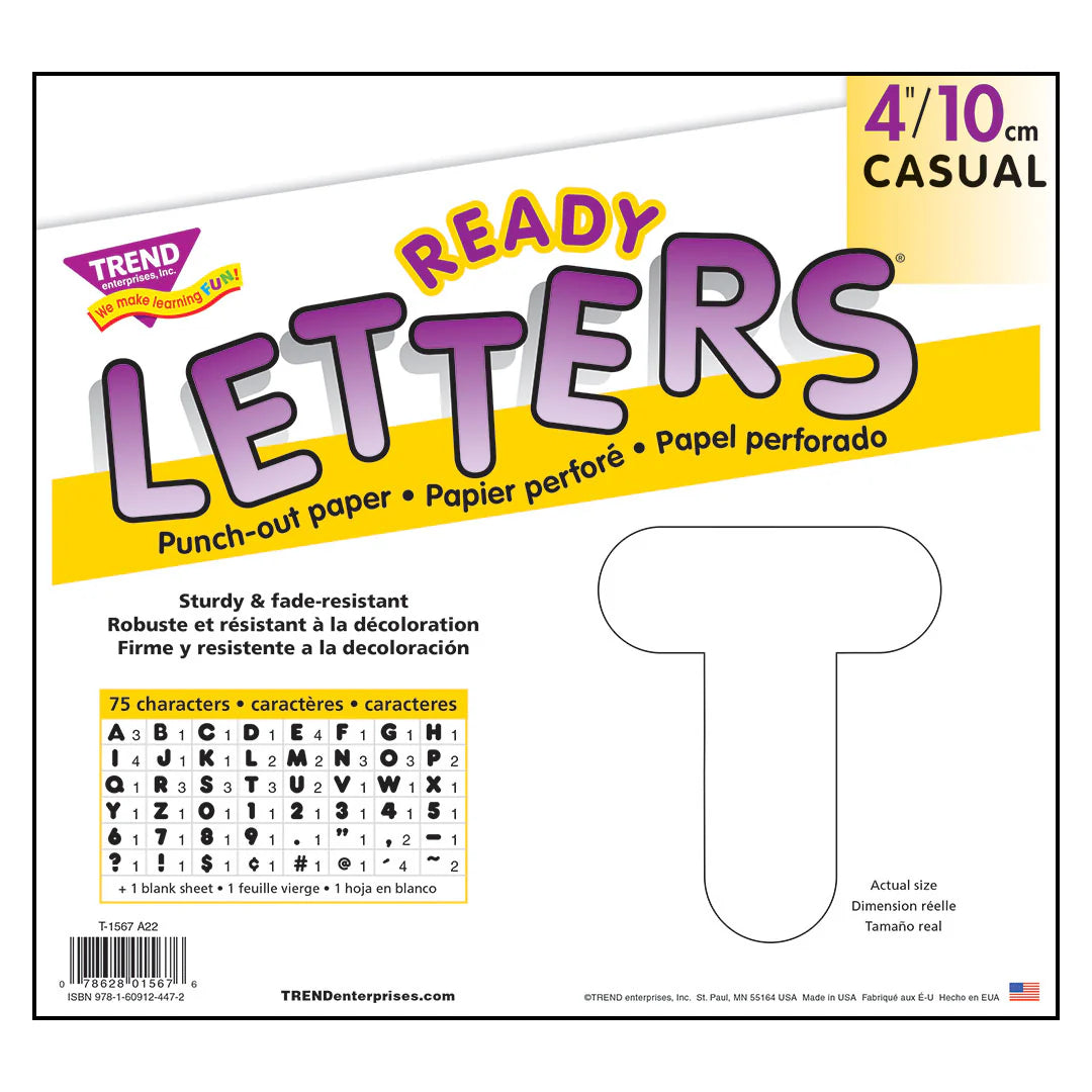 White 4-Inch Casual Uppercase Ready Letters