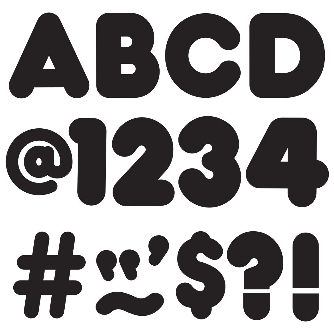 Black 4-Inch Casual Uppercase Ready Letters