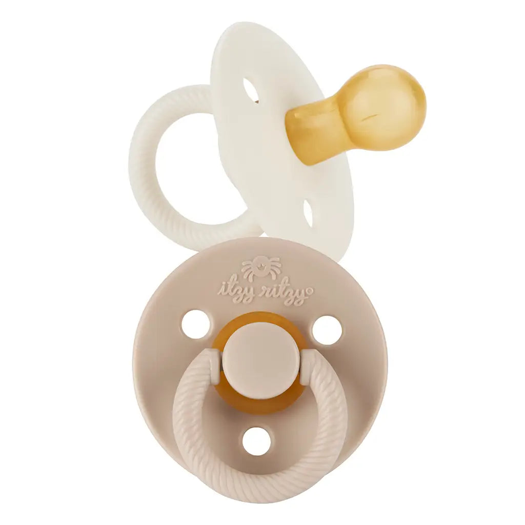 Itzy Soother Natural Rubber Pacifier Set Coconut & Toast (2-pack, Ages 0-6 Months)