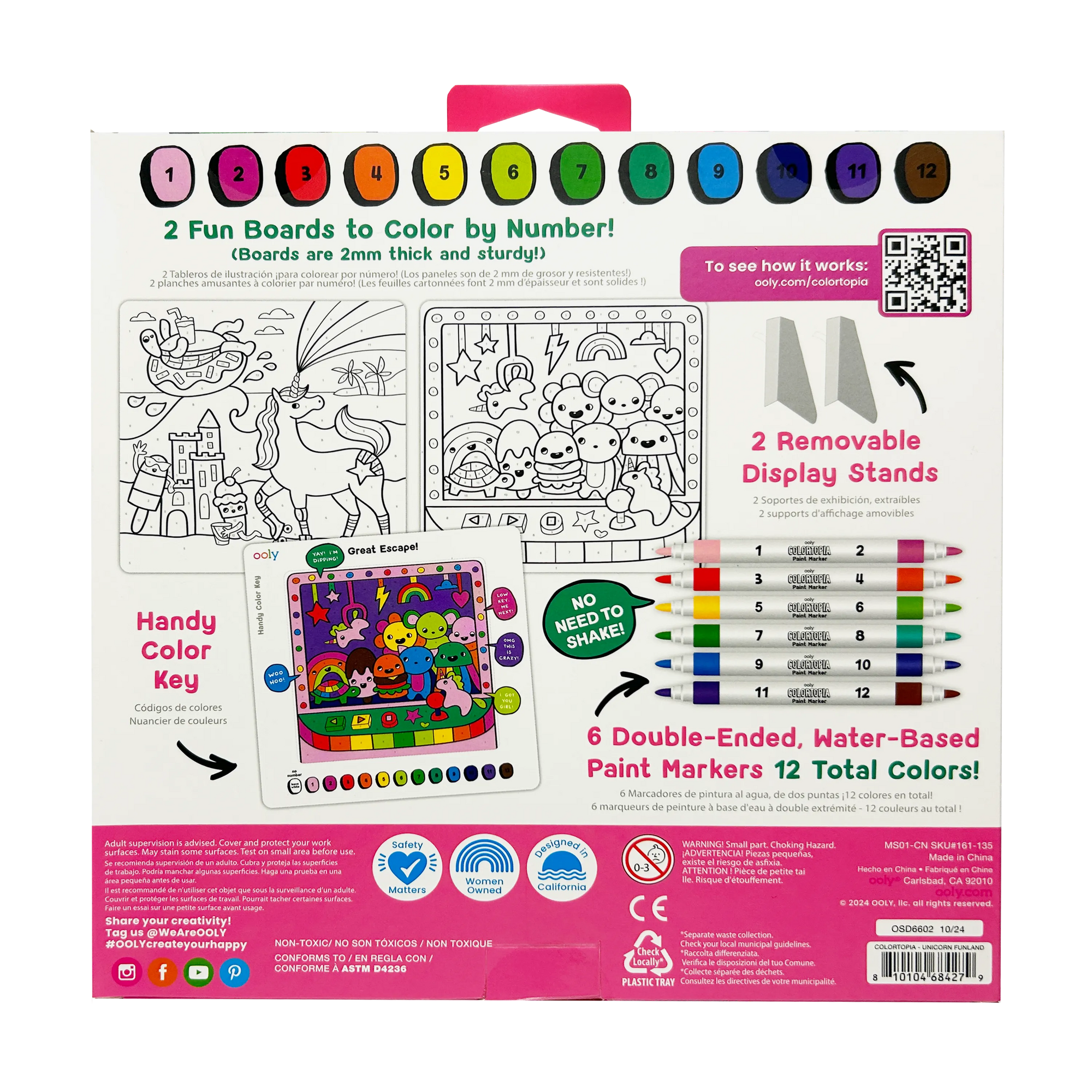 Colortopia Color by Number Paint Marker Kit - Unicorn Funland